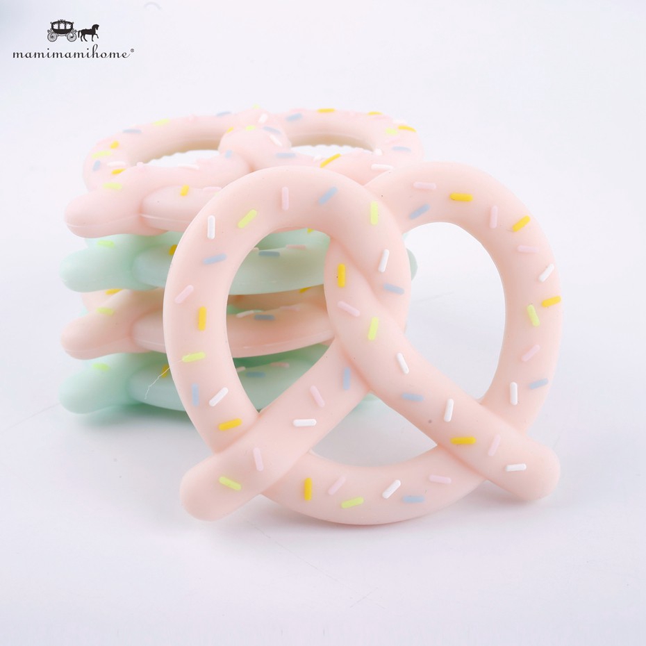 Đồ chơi gặm răng MAMIMAMIHOME bằng silicon tạo hình bánh quy xoắn không chứa BPA dành cho trẻ em