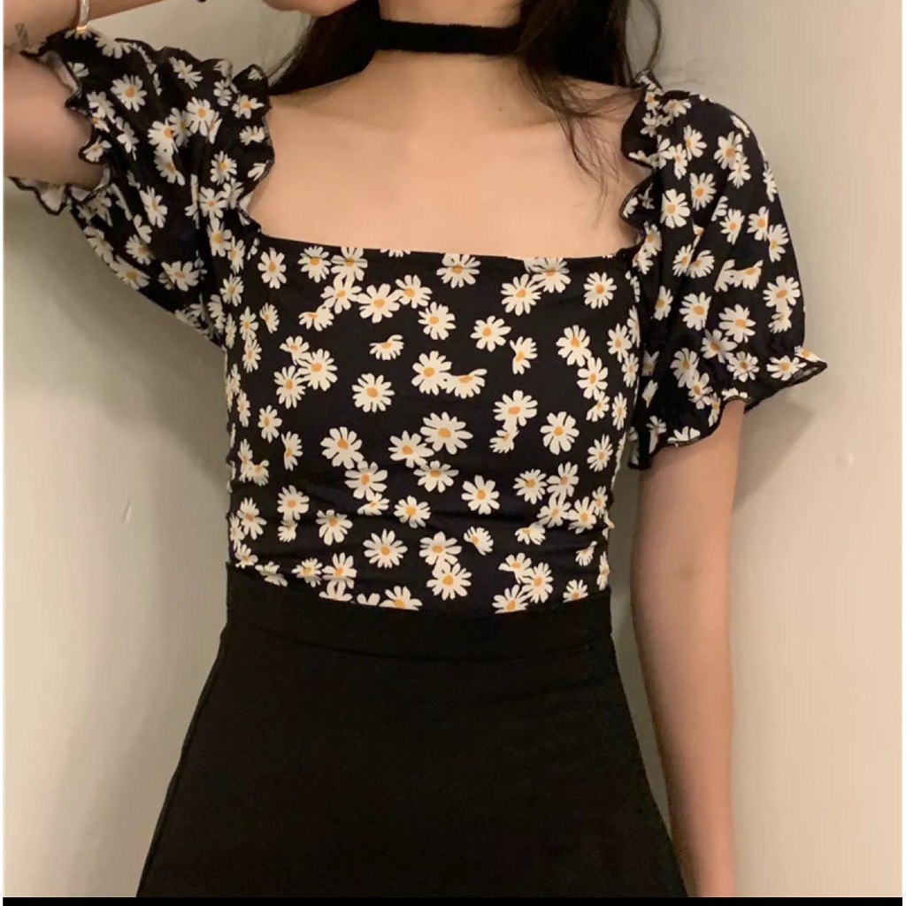 ÁO KIỂU NỮ HOA CÚC HỌA MI PHỐI TAY PHỒNG siêu xinh cho các nàng - HOTREND 2020-( CÓ BIGSIZE 40-68KG)