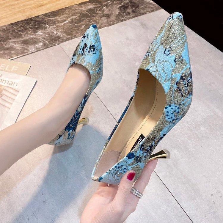 ✙❧high heels women stiletto 2021 new single shoes fashion personality temperament s cheongsam wedding bridesmaid