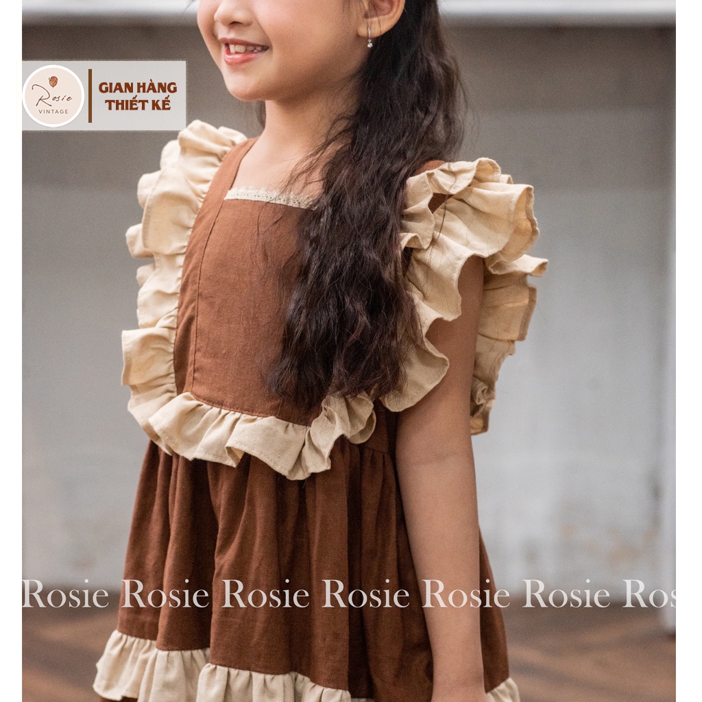 Váy bé gái dáng xòe 2 tầng ROLIA cộc tay chất mềm mát mặc lên nhìn rất yêu V35
