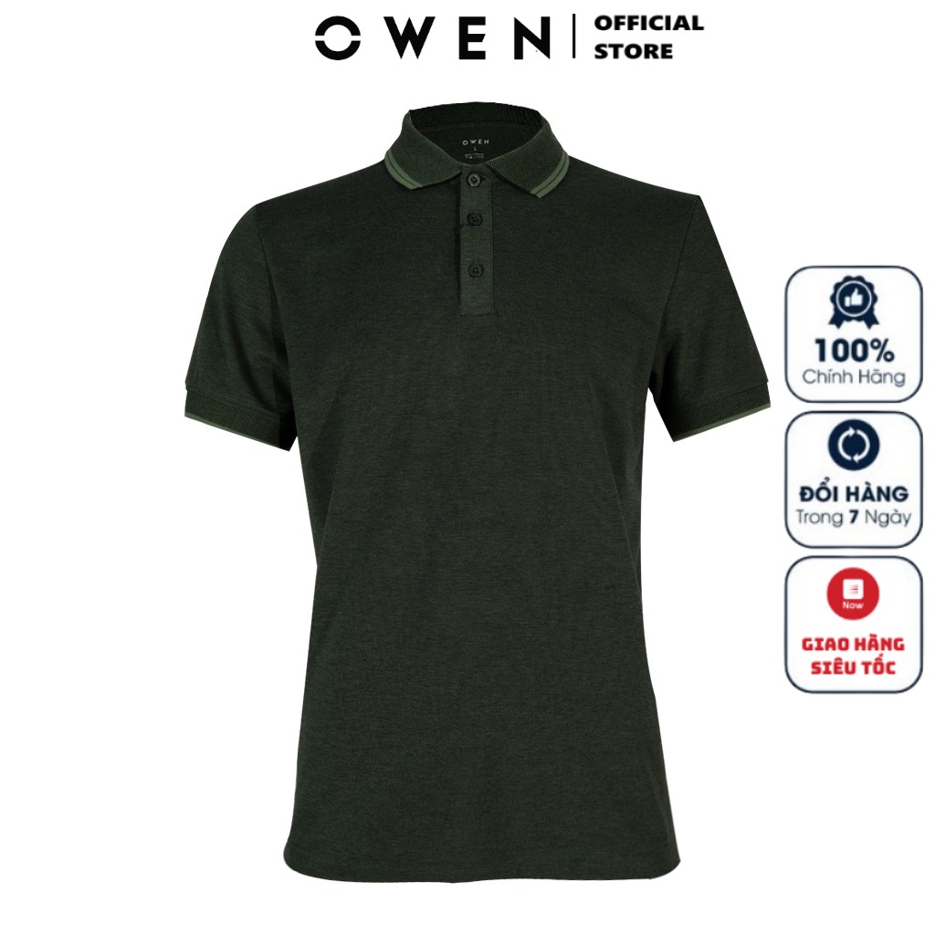 Áo Thun Polo Nam Ngắn Tay Có Cổ Bẻ OWEN APV220337 Áo Phông Màu Xanh Lá Có Viền Cổ Vải Cotton Cao Cấp Dáng Body Fit