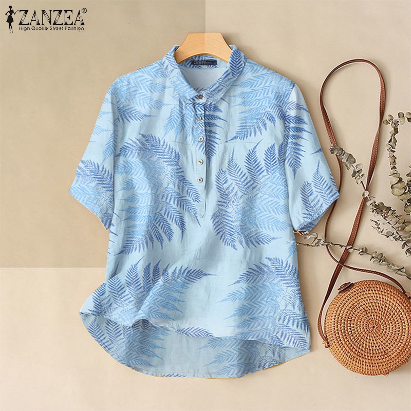 Áo Zanzea tay lửng dáng rộng in họa tiết phong cách vintage thích hợp cho nữ