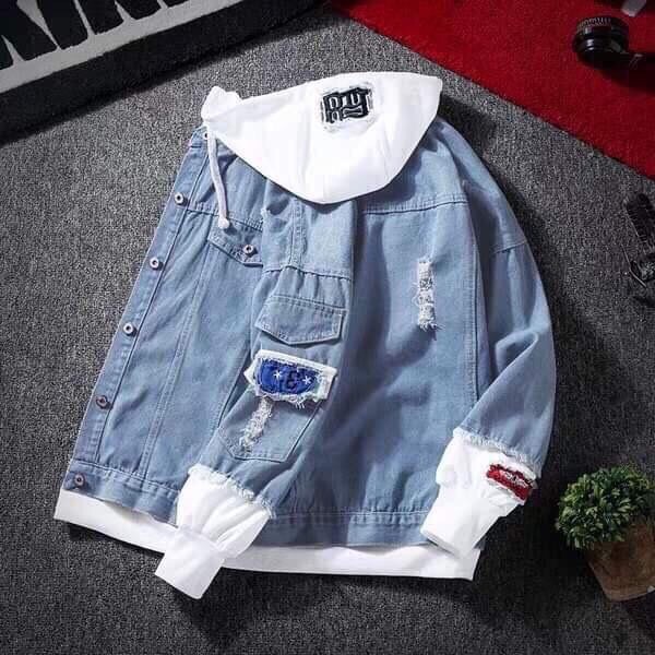 Áo Khoác Jean Nam Liền Mũ Nỉ Áo Bò Có Nón Đẹp Cao Cấp Khoác Jeans Phong Cách -GUTADI
