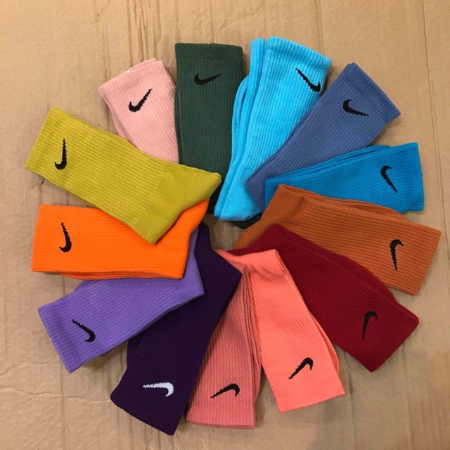 Vớ Tất Nike Chính Hãng Cao Cổ, Đi Patin, Đá Bóng, Thể Thao Đủ Màu dày chất liêu Cotton thấm hút mồ hôi nhanh, co dãn tốt