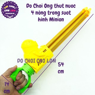 Đồ chơi ống thụt nước 4 nòng hình Minion ống trong suốt lớn 913