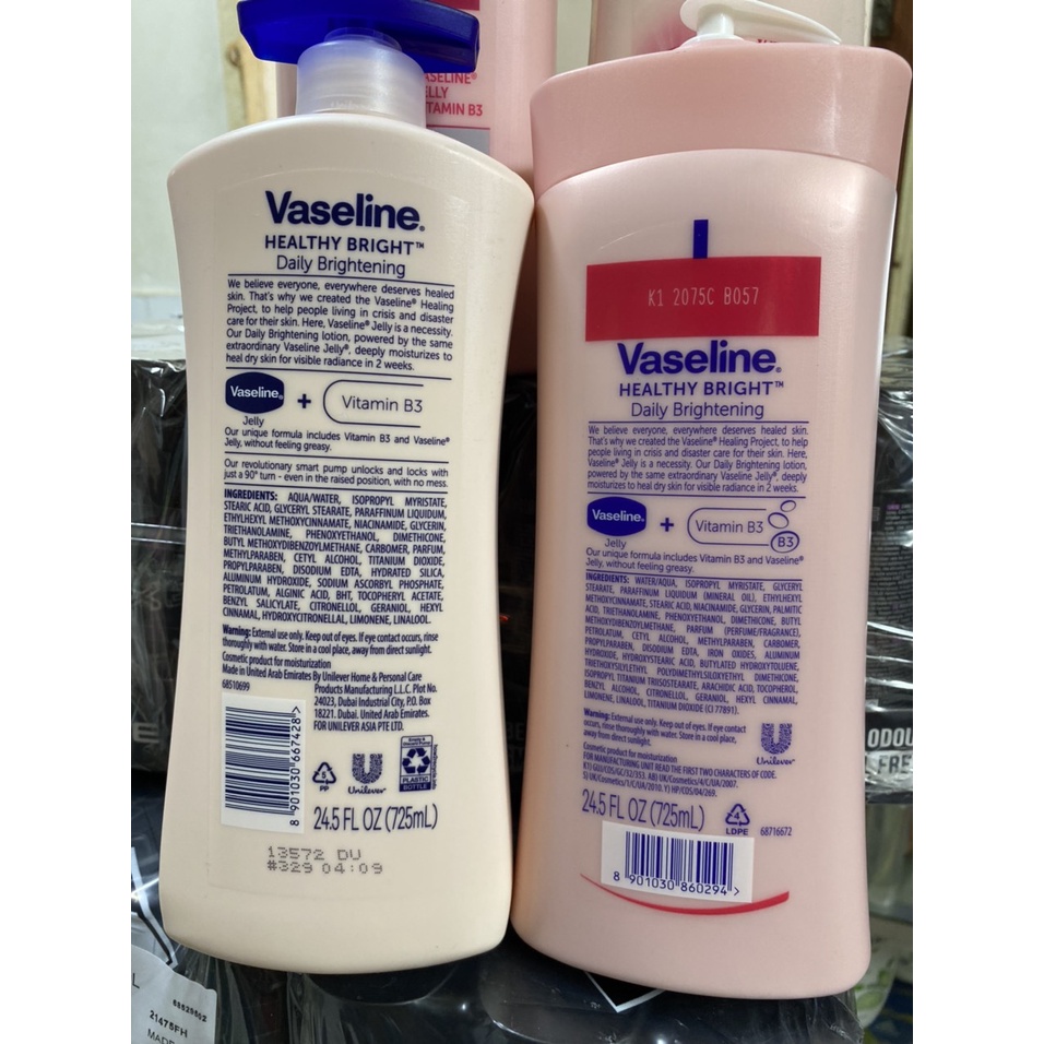 Kem, sữa dưỡng thể VASELINE Healthy nâng tone cho da 725ml chính hãng