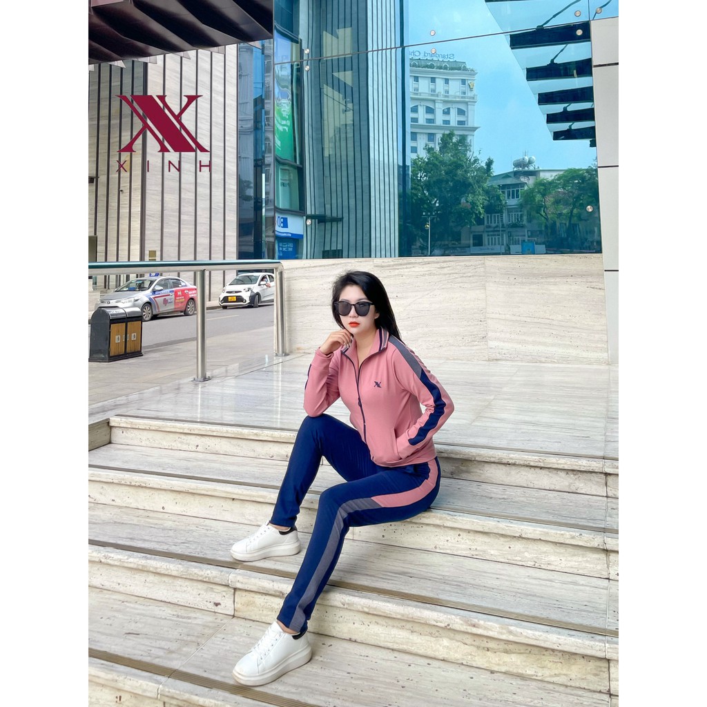 Bộ thể thao kéo séc cotton da cá Xinh Fashion Home Wear X495