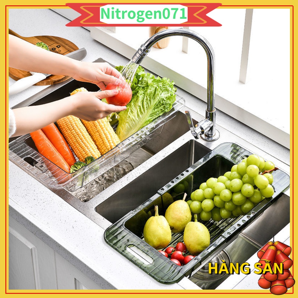 Rổ đựng đồ, khay đựng đồ bồn rửa chén, bát - Chất liệu nhựa Siêu bền - có thể thu vào trong suốt Thoát nước nhanh Nitrogen071