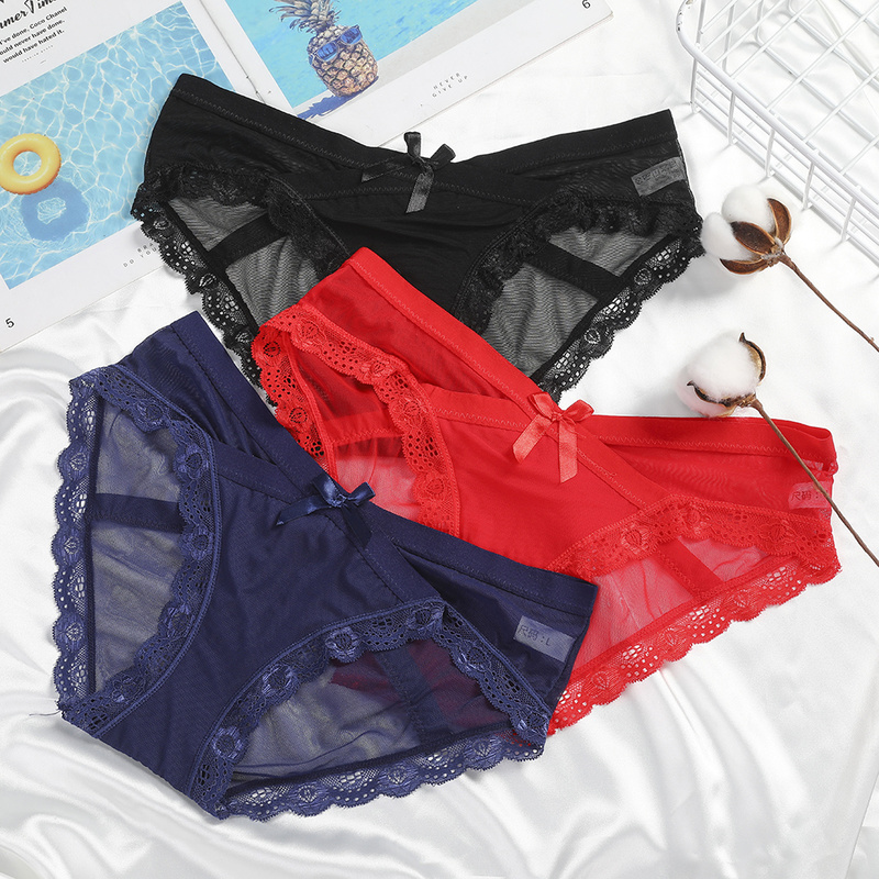 Quần lót LEVAO bằng cotton lưới trong suốt lưng thấp thoáng khí quyến rũ dành cho bà bầu