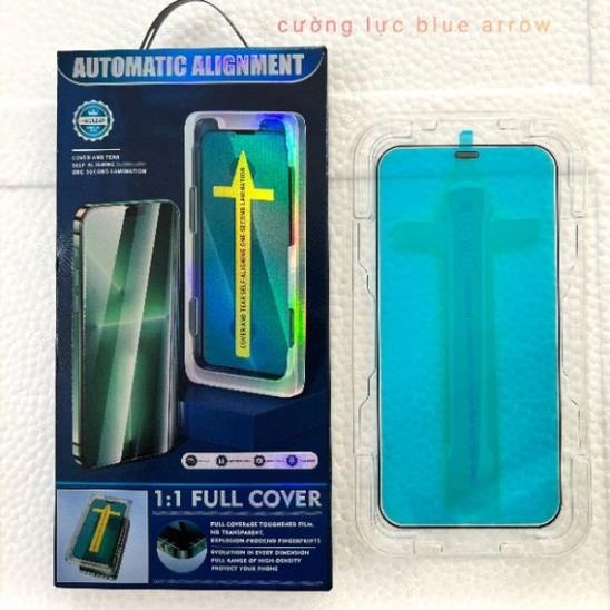 Cường lực iphone tự dán blue arrow automatic alignment