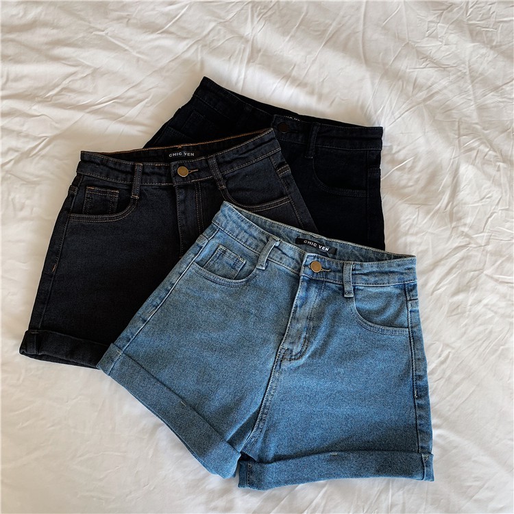 Xiaozhainv Quần Ngắn Denim Ống Rộng Lưng Cao Phong Cách Hàn Quốc Cho Nữ | BigBuy360 - bigbuy360.vn
