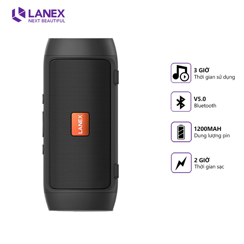 Loa Bluetooth LANEX LSK - W06 V5.0, nghe nhạc sống động, pin trâu, tương thích nhiều thiết bị