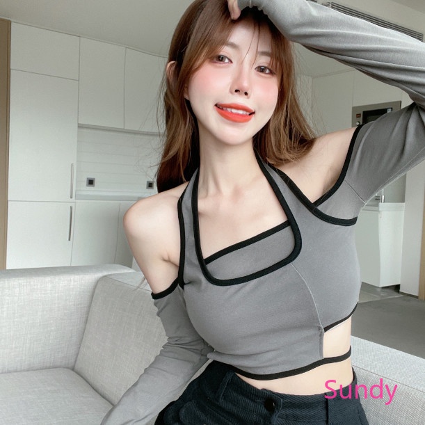 Áo lửng dài tay trễ vai dáng ôm thời trang gợi cảm dành cho nữ