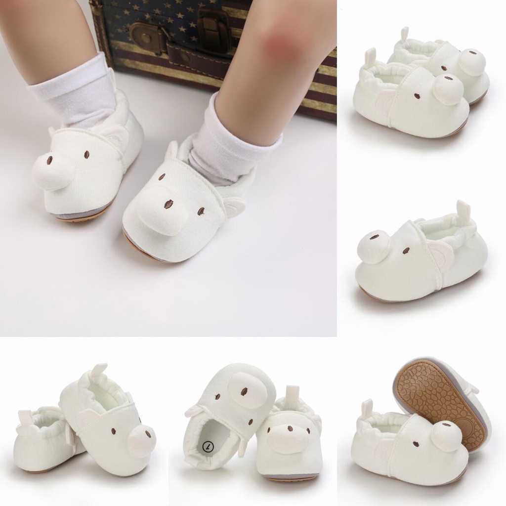 Giày Vải Cotton Đế Mềm Chống Trượt Thoải Mái In Hình Mặt Động Vật Dễ Thương Dành Cho Bé Tập Đi Số 1
