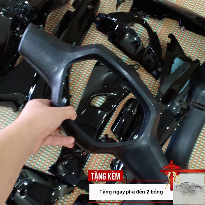 Dàn áo xe Wave Alpha - wave zx - wave 110 đời 2002 đến 2006 dòng pha 2 bóng,nhựa ABS nguyên sinh màu Đen - tặng pha đèn