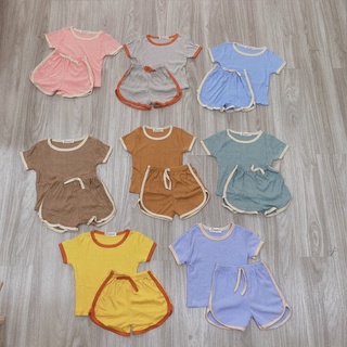 Bộ thun tăm Hàn Peekaboo co giãn 4 chiều nhấn viền năng động