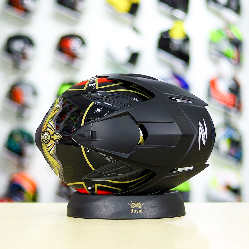 Mũ 3/4 2 Kính Zeus 613B Samurai Đen Đỏ Tặng Kèm Mái Che Có Thể Tháo Rời