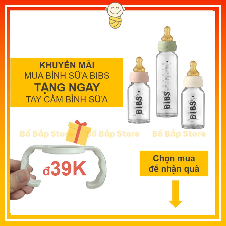 Bình Sữa BIBS Thủy Tinh ⚡𝟭𝟬𝟬% CHÍNH HÃNG⚡ Núm Ti Cao Su Siêu Mềm 110ml - 225ml