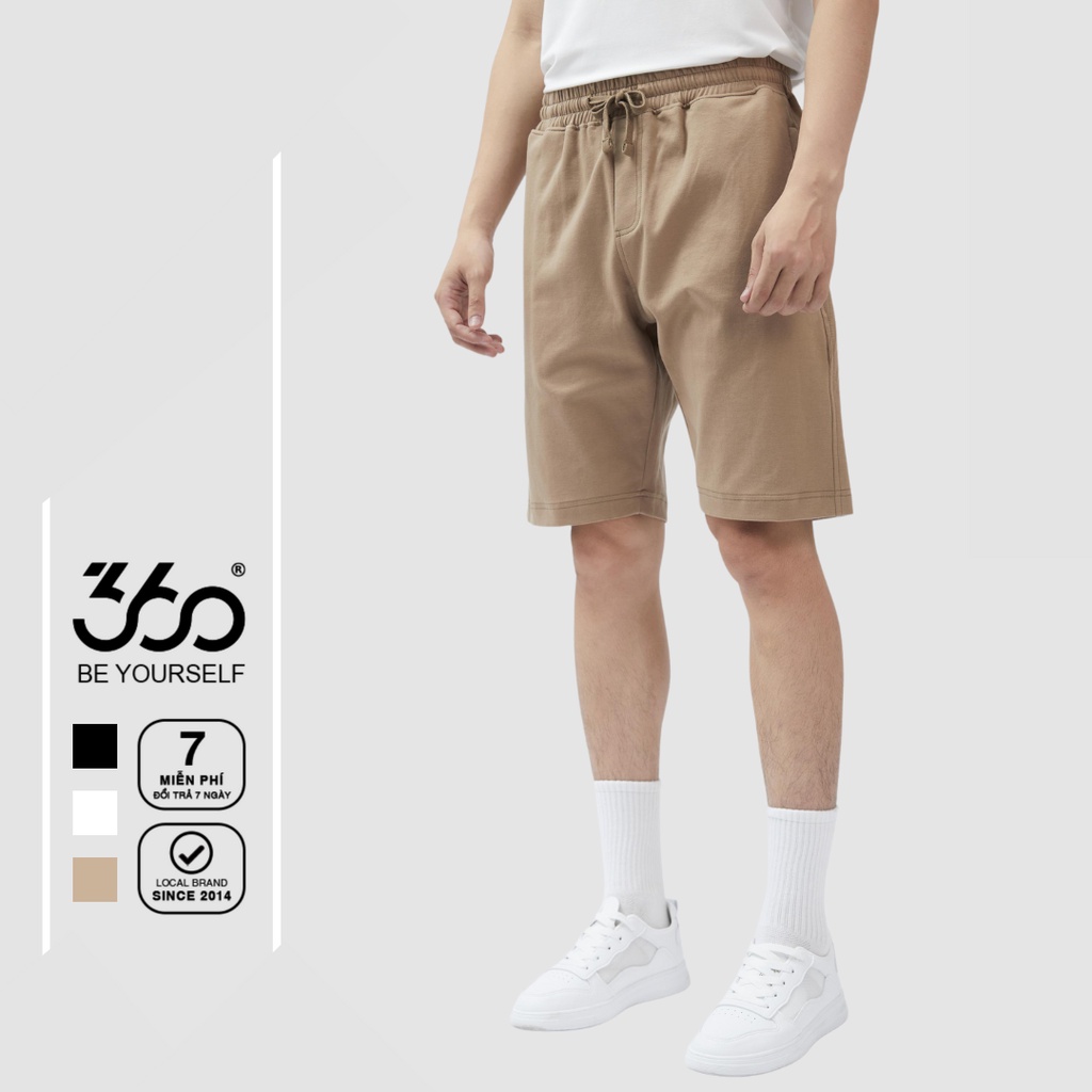 Quần short vải nam local brand 360 BOUTIQUE cạp chun có dây rút