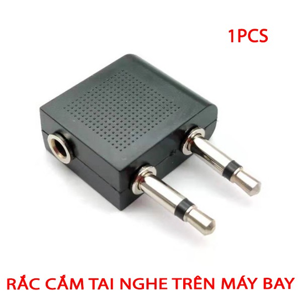 Rắc chuyển 2 đầu 3.5mm mono ra 1 đầu 3.5mm stereo cắm tai nghe trên máy bay (1 chiếc)