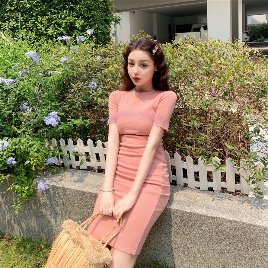 Váy body polo nữ - Đầm dáng ôm tay ngắn cổ tròn co dãn 4 chiều hàng đẹp Quảng Châu cao cấp
