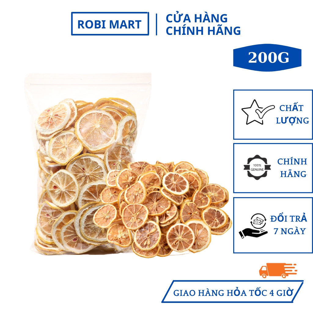 Chanh sấy lạnh thái lát Robi Mart gói 200gr lát đẹp - Hàng loại 1 chính hãng