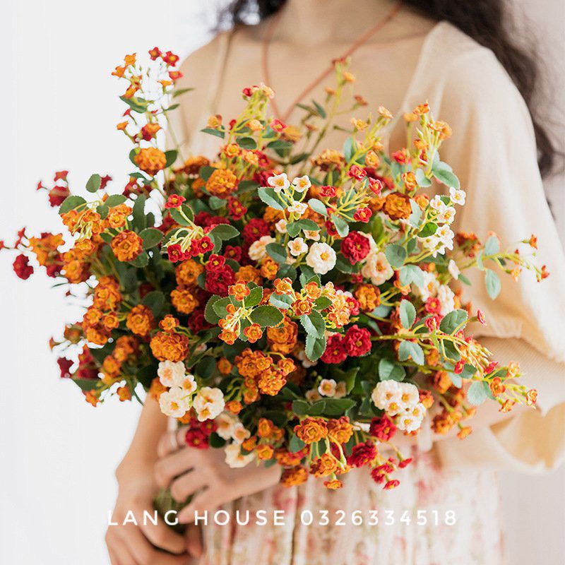 HOA GIẢ LỤA - CÀNH HOA TẦM XUÂN LOẠI 1 DÀI 75cm