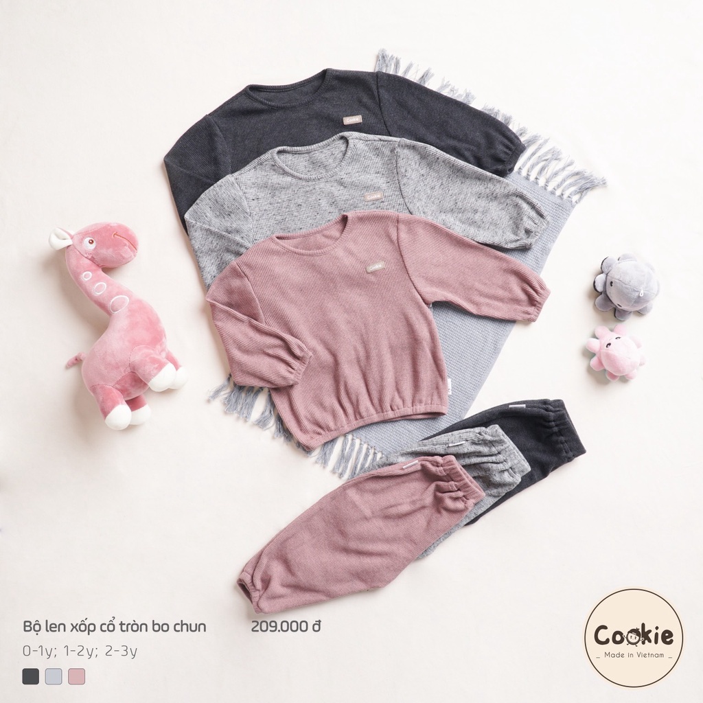 Bộ len xốp cổ tròn, cổ trụ cookie dành cho bé trai bé mềm mịn ấm áp