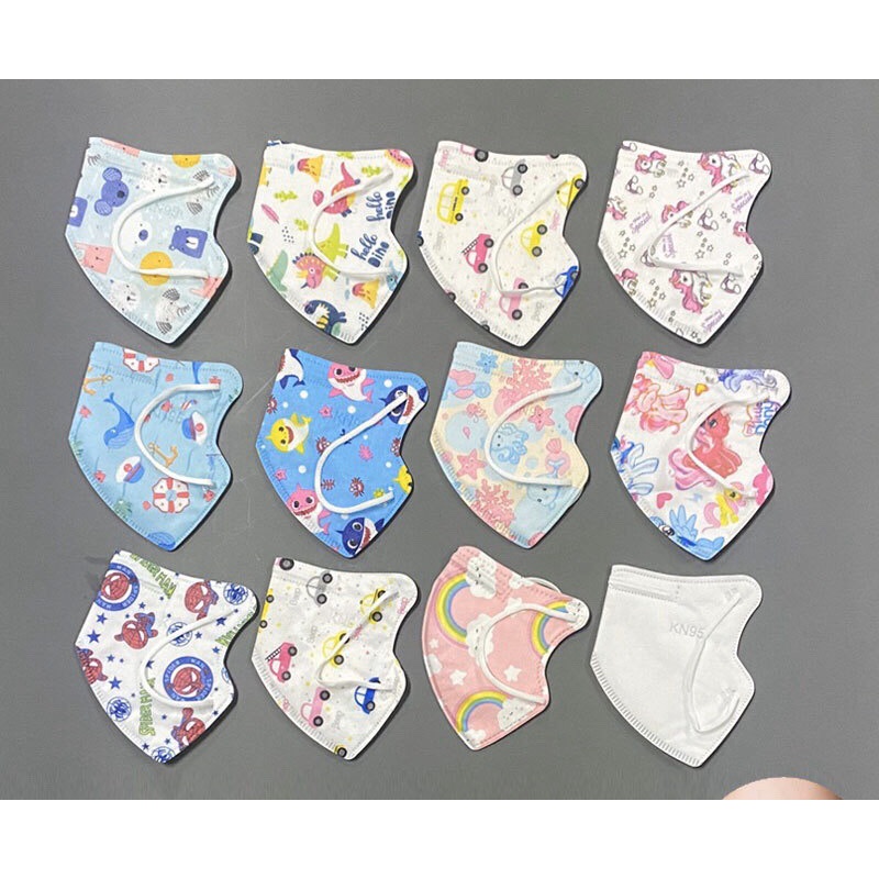 Set 10 Khẩu trang KN 95 nhiều màu cute cho bé từ 4-10 tuổi