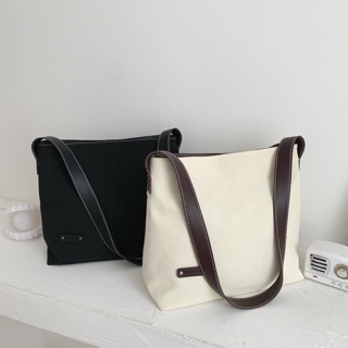 [Có sẵn+ảnh thật] Túi tote canvas phối da đi học, đi làm mẫu 2020