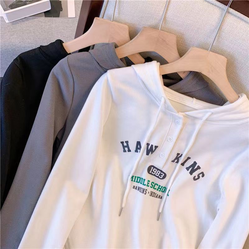 Áo hoodie BH Mỏng Tay Dài Dáng Rộng Phối Dây Rút In Họa Tiết Xinh Xắn Cho Nữ