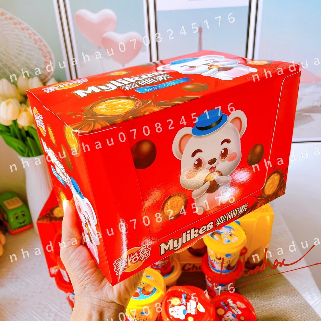 Sỉ 1 lốc gồm 12 xô kẹo sô cô la giòn/ kẹo sô cô la bọc hướng dương sắc màu Mylikes Hongkong xô mini 63gam