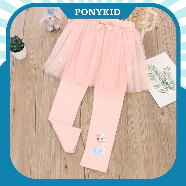 Quần váy legging bé gái chất cotton in hình công chúa elsa