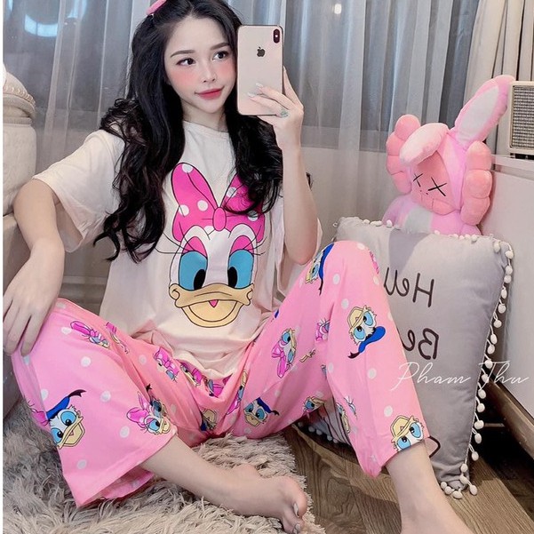 Bộ Mặc Nhà Quần Dài - Bộ Đồ Ngủ Nữ Chất Cotton Hình Dễ Thương | BigBuy360 - bigbuy360.vn