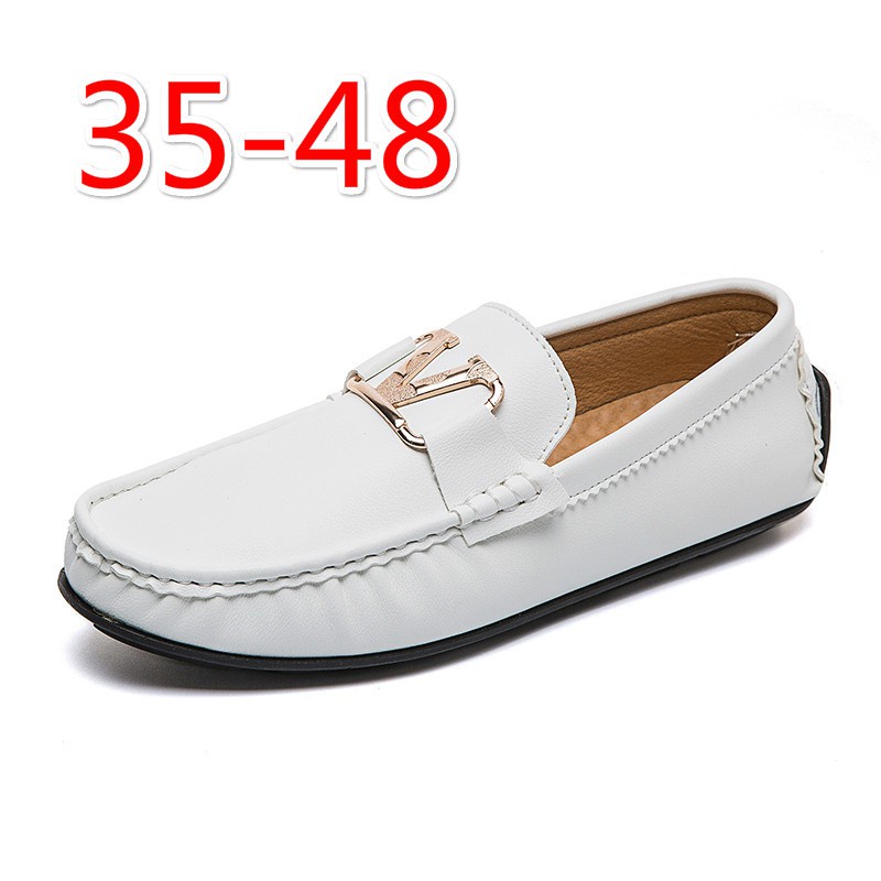 Giày Lười Chất Liệu Bằng Da Màu Trắng size Lớn 45 46 47 48 Thời Trang Cho Nam