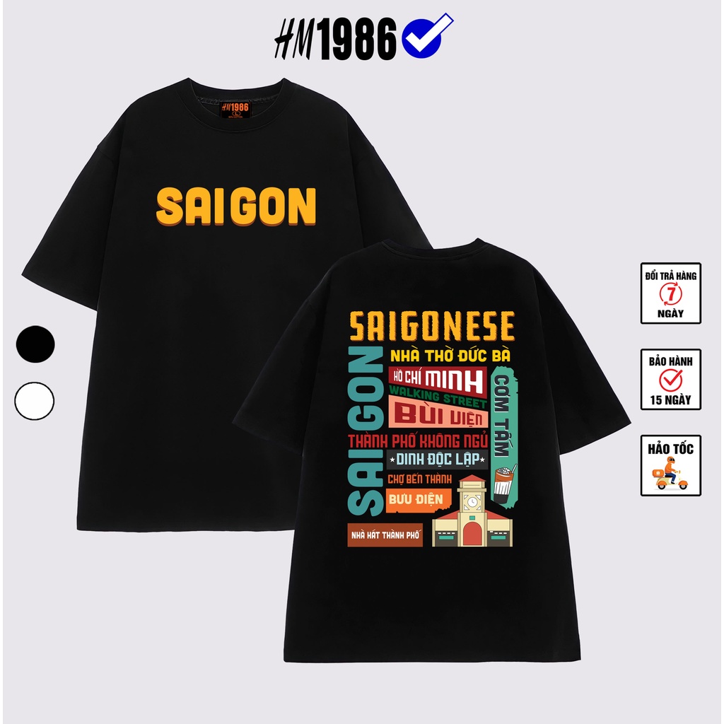 Áo thun tay lỡ unisex nam nữ 63 tỉnh thành VIỆT NAM TPHCM cotton form rộng oversize nhiều màu phong cách ulzzang hm1986