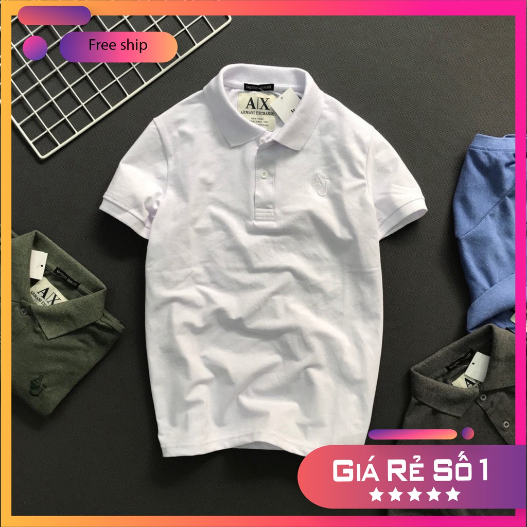 Áo thun nam HAN'247 Áo thun nam có cổ HANSARA thun cotton trơn nam tính - Kitty Free Shop