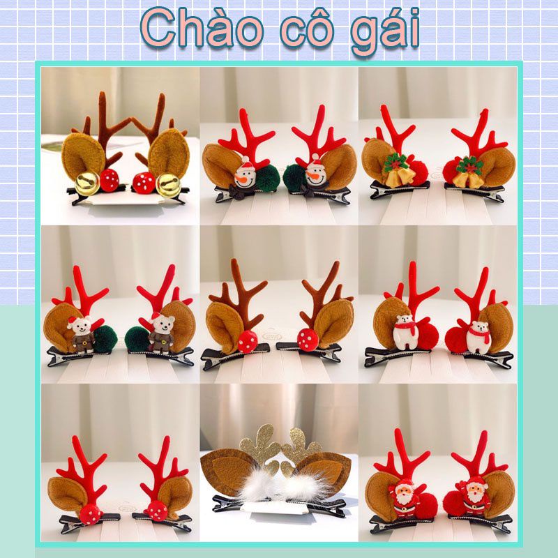 Quà Noel -1 đôi Cặp tóc Noel xinh xắn (mix nhiều mẫu xinh)