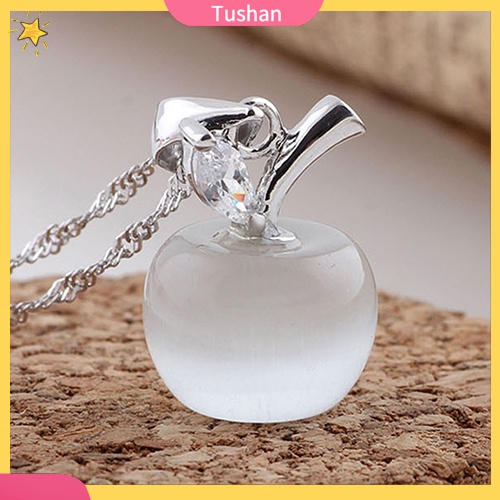 Cô gái Apple Hình dạng Faux Opal Khối Zirconia Bạc Mạ Mặt dây chuyền cho vòng cổ