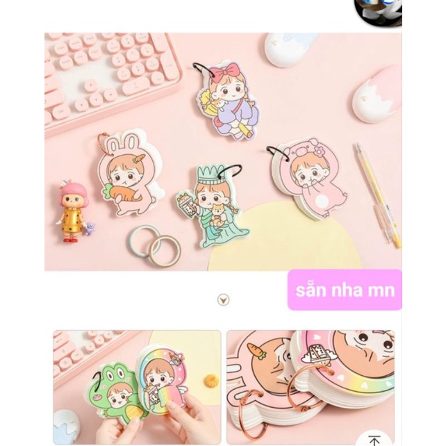 Sổ tay có móc treo Flashcard học ngoại ngữ (note) hình cô bé cosplay siêu cute