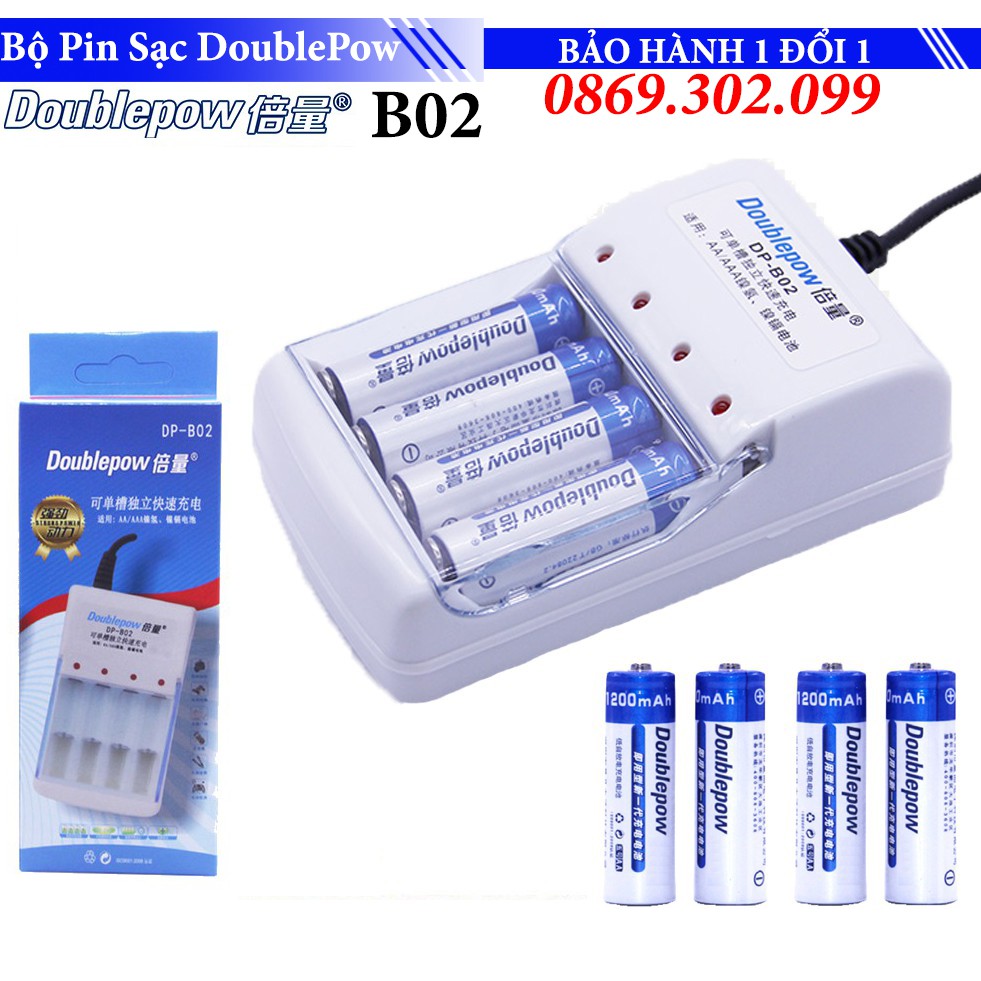 Bộ Pin sạc Doublepow DP-B02 Kèm 4 Pin AA 1200mAh