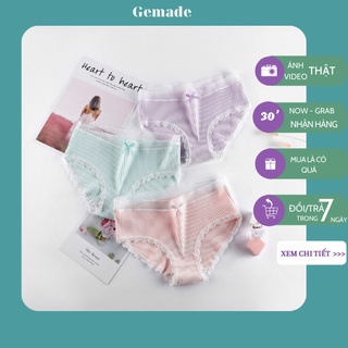 QUẦN LÓT NỮ COTTON TĂM  ĐÍNH NƠ VIỀN REN KHÁNG KHUẨN THOÁNG MÁT SIÊU XINH SIÊU TÔN DÁNG M05