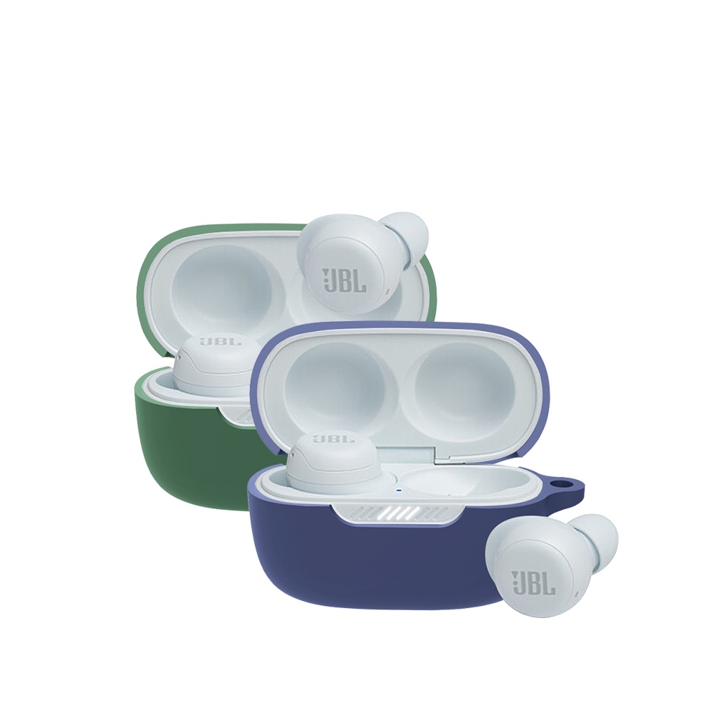 Vỏ Bảo Vệ Hộp Sạc Tai Nghe JBL LIVE FREE NC Bằng Silicon Mềm Màu Trơn Chống Rơi Kèm Móc