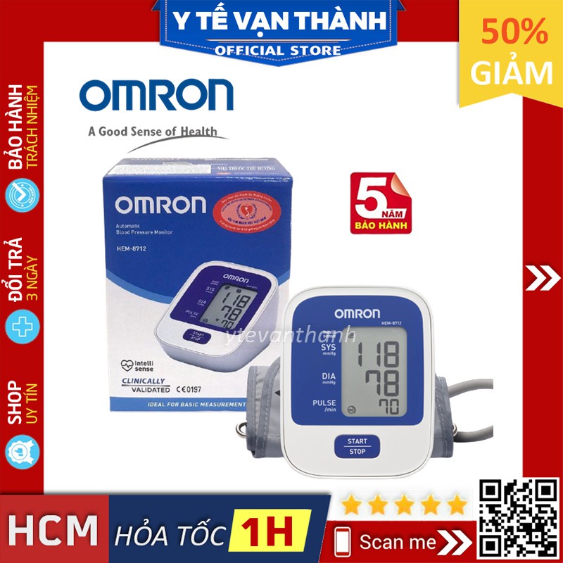 ✅ [CHÍNH HÃNG 100%] Máy Đo Huyết Áp Bắp Tay Omron HEM-8712 -VT0005 | Y Tế Vạn Thành