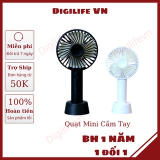 Quạt Mini Tích Điện Cầm Tay Có Giá Đỡ Để Bàn 3 Chế Độ Gió