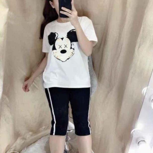 ĐỒ BỘ MẶC NHÀ CAO CẤP QUẦN LỬNG 1 SỌC ÁO IN HÌNH MICKEY - HOT HÈ 2020 | BigBuy360 - bigbuy360.vn