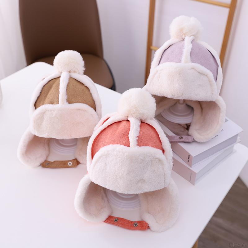 Mũ Giữ Ấm Tai Gắn Quả Bông Thời Trang Cho Bé Dễ Thương