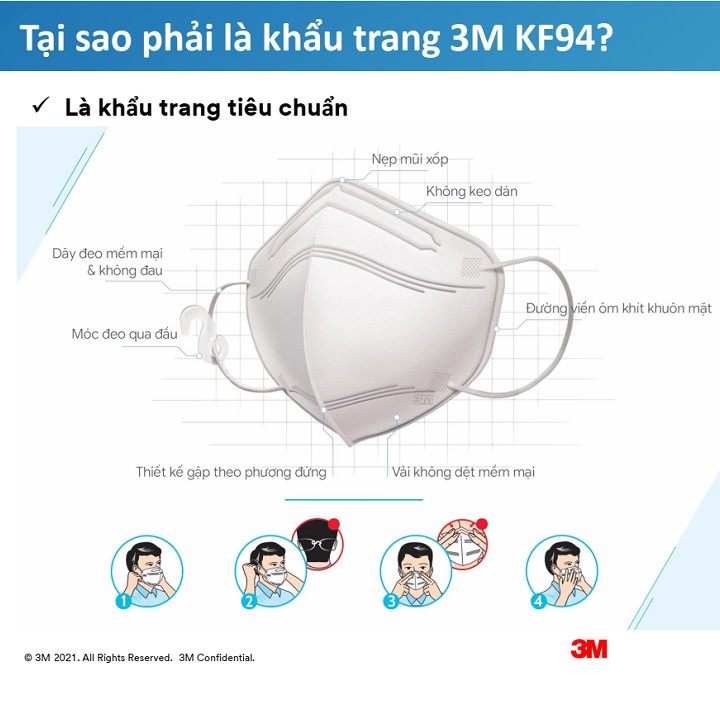 [KOREA] Khẩu trang 3M 9013 đạt chuẩn KF94 ngăn ngừa vi khuẩn lọc bụi mịn PM2.5