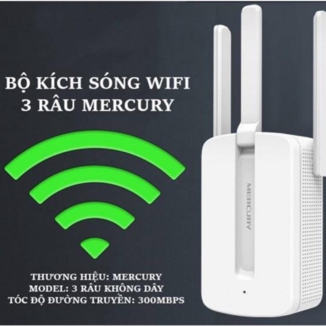 Thiết bị kích sóng Wifi Mercury 3 Râu tốc độ 300Mb/s sóng khỏe