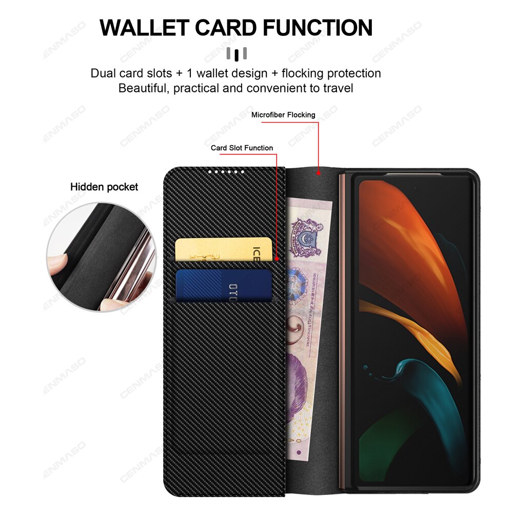 Bao da điện thoại nắp lật dạng ví cho Samsung Galaxy Z Fold 2 5G Samsung Z Fold2